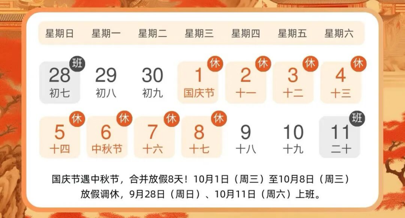 冯特幼儿园2025年国庆节·中秋节放假通知及温馨提示